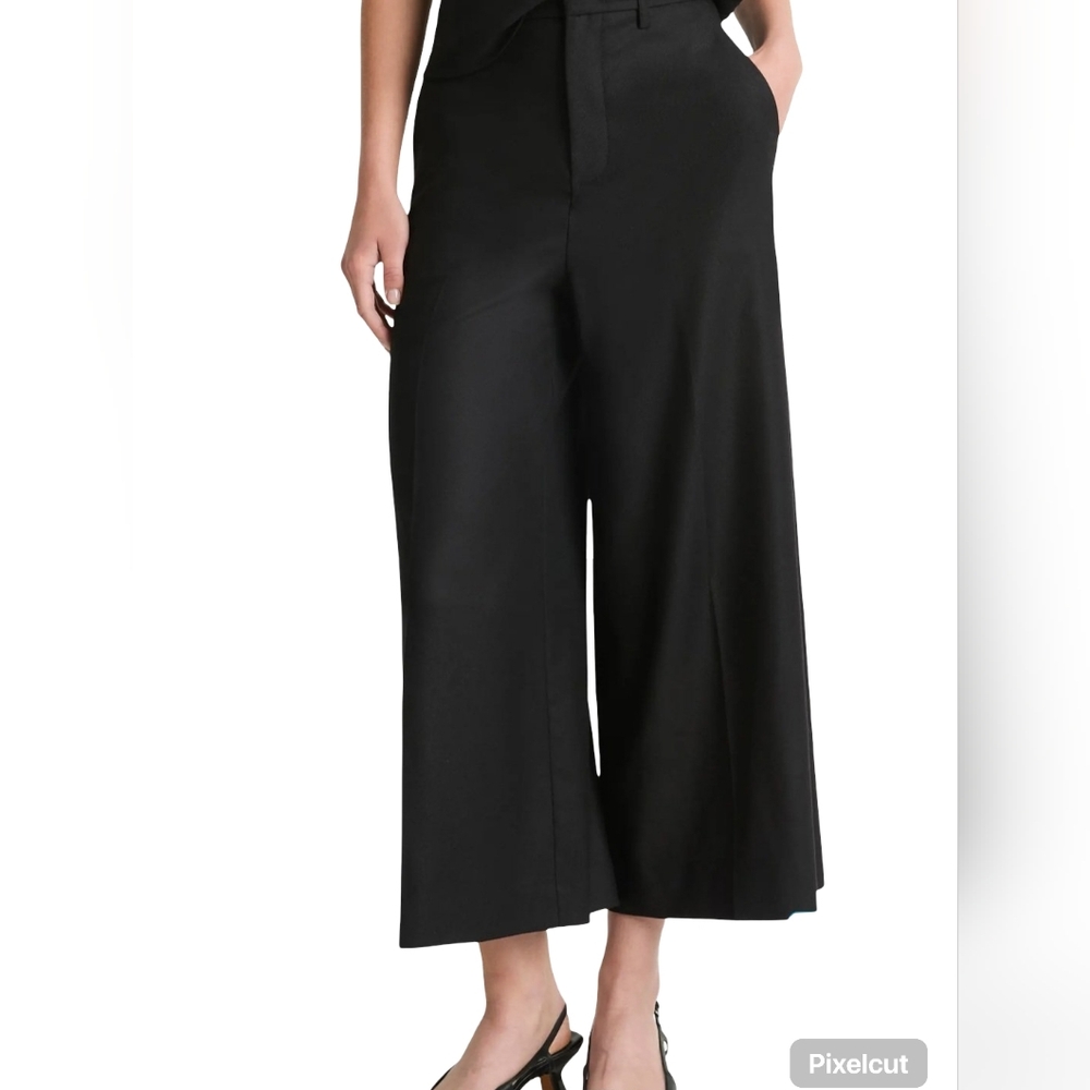 Vince Black Wide Leg Cropped Pants Size 4 High Rise Trouser Minimalist Culottes